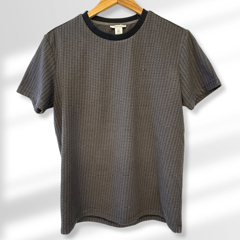 🖤 Calvin Klein Men's Crew Neck T-Shirt Black/Gray Textured w/ Logo | Size S